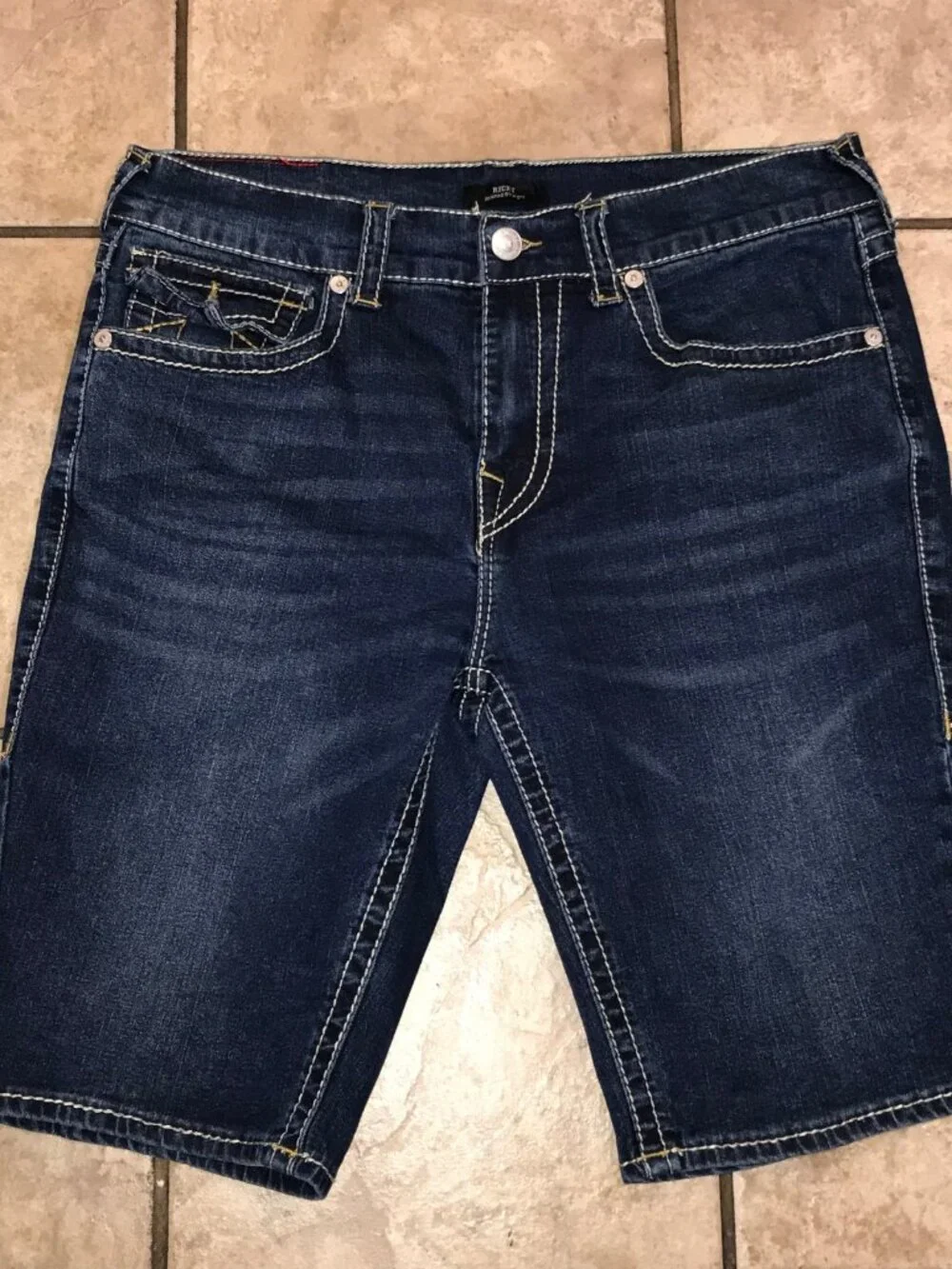 Men's True Religion Ricky Relaxed Straight Denim Shorts-Size 34